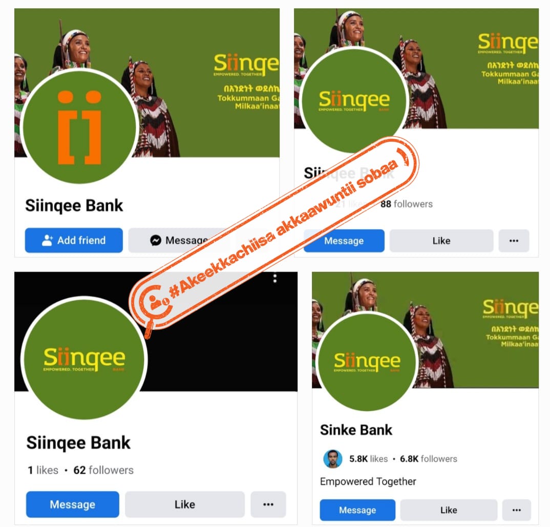 fake social media networks opened in the name of Siinqee Bank